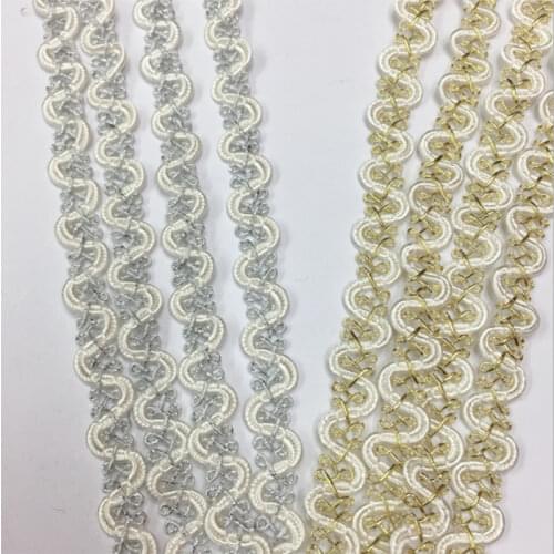 1CM Wide HOT Embroidery White black gold flower lace fabric trim ribbon DIY sewing applique collar cord wedding guipure decor