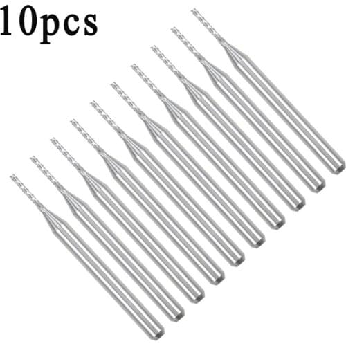 10pcs 1/8 Round Shank Carbide End Mill Engraving Bits Drilling Metalworking Set