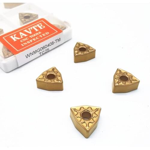 10PCS KAVTE WNMG060404 WNMG060408 TM WP030 CNC Lathe Cutter Tools Carbide Inserts External Turning Tool Holder For Steel Parts