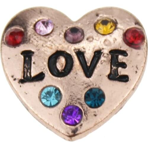 10pcs/lot New Snaps Jewelry Rhinestone Love Heart 18mm Metal Snap Buttons for DIY Snap Bracelet Bangles for Mothers day Gift