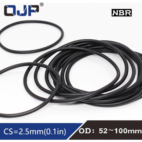 10PC/lot Rubber Ring Black NBR Sealing O Ring OD52/55/60/62/65/70/75/80/85/90/95/100*2.5mm O-Ring Seal Gaskets Oil Ring Washer