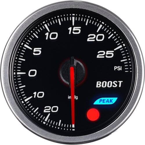 2 Inch 52MM Smoke Lens -30-30PSI Boost Gauge Turbo Boost Meter With Electronic Sensor