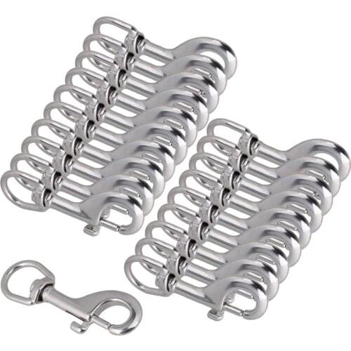 304 Stainless Steel Length 70mm Swivel-Eye Bolt Snap Hook Round Eye Swivel Keychain Strap Pack of 20