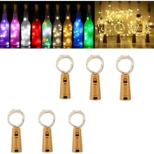 6PCS / LOT LED String Wine Bottle with Cork 20 LED Bottle Lights Battery Cork for Party Wedding Christmas Halloween Bar Decor