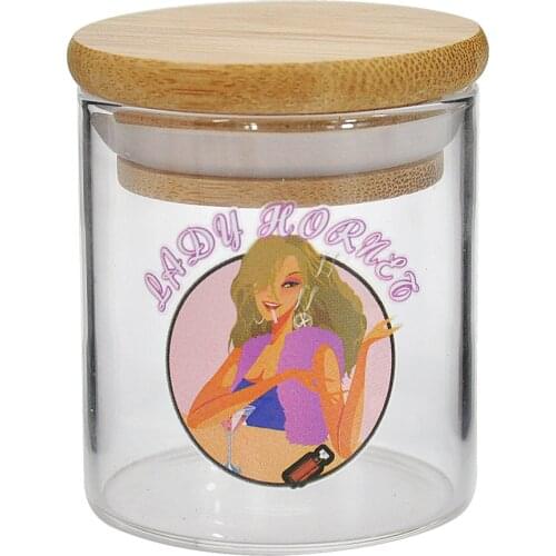 LADY HORNET Clear Glass Storage Tank with Wooden Moisture-proof Cover Vacuum Sealed Bottle Silicone Pad Jar