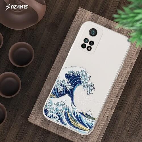 Rzants For Xiaomi Mi 10T MI 10T Pro Case [Japanese wave] Soft Casing Silicone Relief Phone Cover Slim Thin Casing