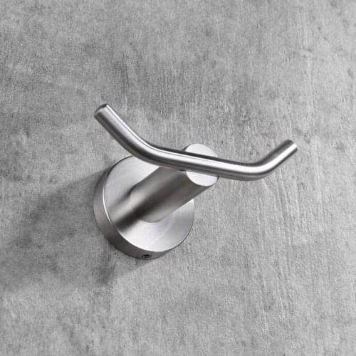 Double Robe Hook, 304 Stainless Steel Coat and Towel Hooks for Bathroom Wall Mounted, Brushed Nickel