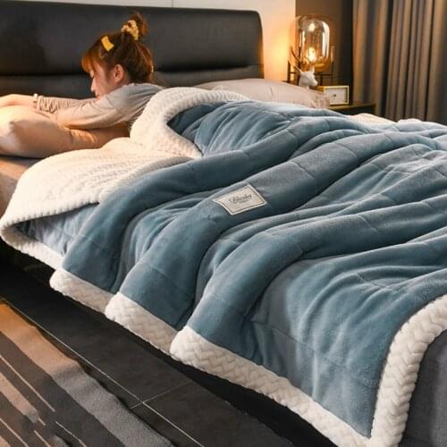 Flannel Winter Blanket Thick Lamb Winter Double Warm Plush Velvet Large Fluffy Bed Blanket Soft Couverture Home Textile DG50B