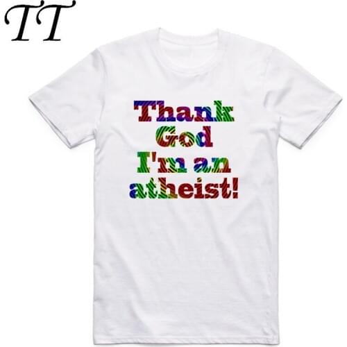 Men Women Thank God I'm An Atheist Print T Shirt Religion Science Atheism Gift Short Sleeve O-Neck Funny T-shirt