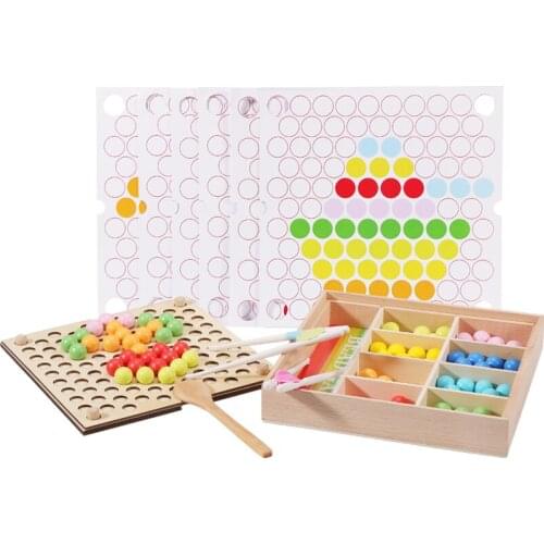 Beads Game Montessori Early Childhood Hands Brain Trainingn Wooden Clip Ball Puzzle Parent-child Interactive Toys for Children