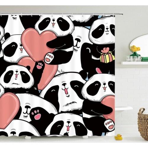Chinese Panda Shower Curtains Waterproof Bathroom Curtain Tiger, elephant Animals Polyester Fabric Bath Screen Home Decor180X180
