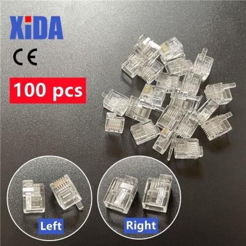 50PCS/lot RJ11 RJ12 Connector 6P6C Left Right Buckle Cable Plug DIY EV3 NXT Cable Plug Crystal Head