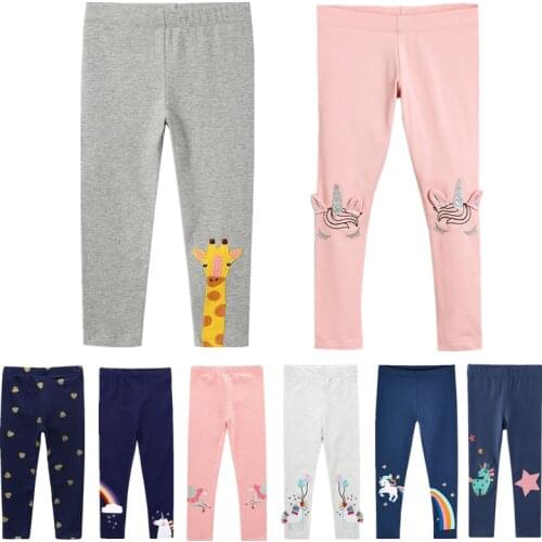 Girls Leggings Cotton Skinny Pants Kids Cartoon Horse Unicorn Trousers Print Animal Children Soft Elastic long Trousers Clothes