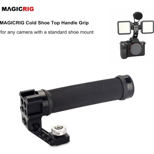 MAGICRIG Cold Shoe Top Handle with 3 Cold Shoe Adapter Mounts for A7C A7RIII A7III EOS R5 R6 Camera to Mount Microphone, Flash