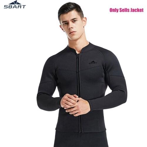 SBART 3MM wetsuit warm jacket men long sleeve neoprene front zipper surf Winter Swim Warm Surf Upstream Male Scuba Rash Guards