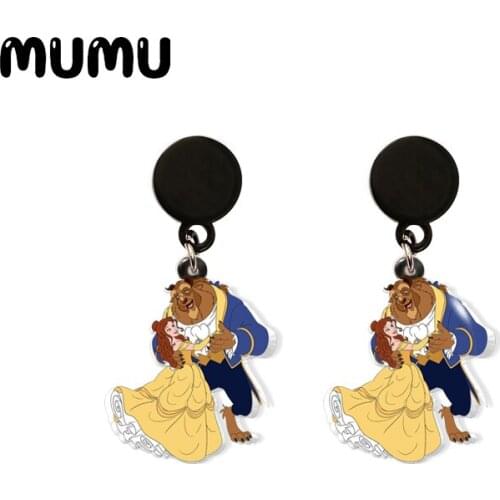 2021 New Beauty and Beast Drop Earring Belle Earrings Resin Epoxy Handmade Jewelrys