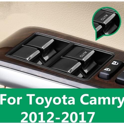 Car window glass switch button Decorative sticker sequins Door armrest decorative frame For Toyota Camry 7th Sedan 2012-2017