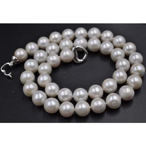 Free shipping 10-11mm Natural furrow Nucleated pearl necklace 17"