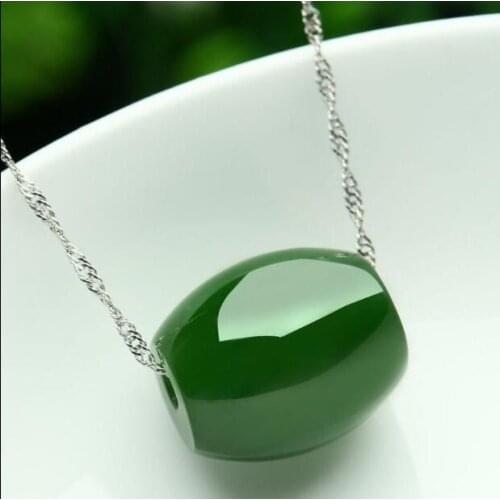 Natural Green Chalcedony Pendant Necklace Women Genuine Chrysoprase Clavicle Chain Necklaces Jewelry Accessorie Gifts For Ladies
