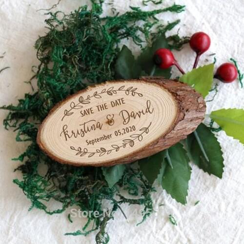 Personalized Ellipse Wooden Save The Date Magnets Wedding Gifts Invitations For Guests Customized Rustic Party Favor