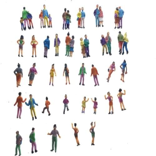 50pcs HO Scale Plastic Painted Figures 1:87 Model Passager People Architectural Building Materials Standing Figures