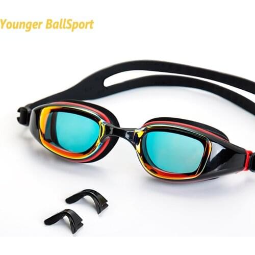 Professional Swimming Goggles Men and Women Silicone Colorful Electroplating Adult Replacement Nose Bridge Goggles Waterproof