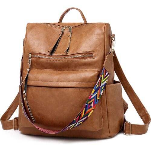 Women Fashion Pu Leather Backpacks Bag 2021 Ladies Young Girl Travel Leopard Student Book School Bags