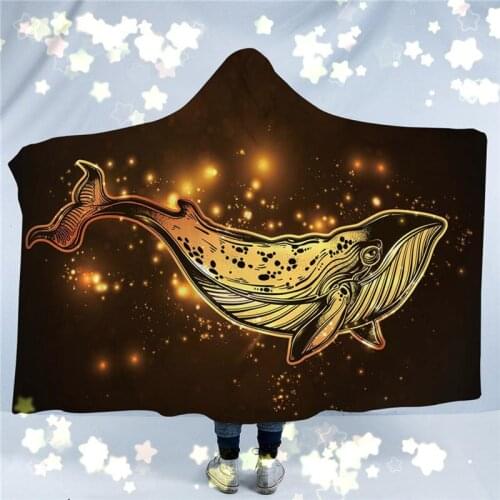 Blankets Capped Sherpa polar blanket double thicken hooded blanket lazy sofa knee print blanket