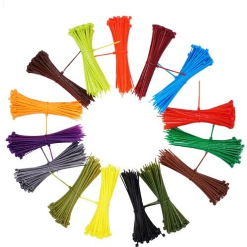 100pcs/set 3*100mm Self-locking Nylon Cable Ties 12 color Plastic cable zip tie wire binding wrap straps Fastener Hook Loop