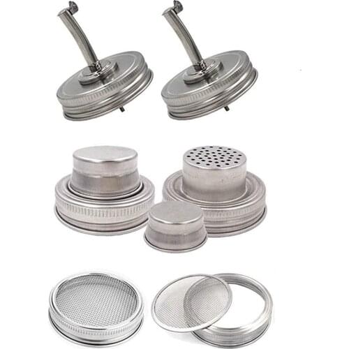 Mason Jar Liquor/Oil Pour Spout Dispenser,Sprouting Mason Jar Lid,Shaker Lid Shaker Rub Lid Cocktail,Mix Spices,Sugar