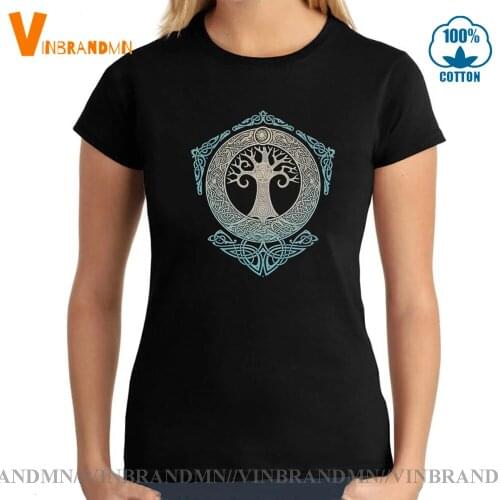 Vikings Valhalla Son of Odin T-shirt Female Loose Short Sleeve TShirt Slim gym Ｗomens Tee shirt Viking Life Tree T Shirt