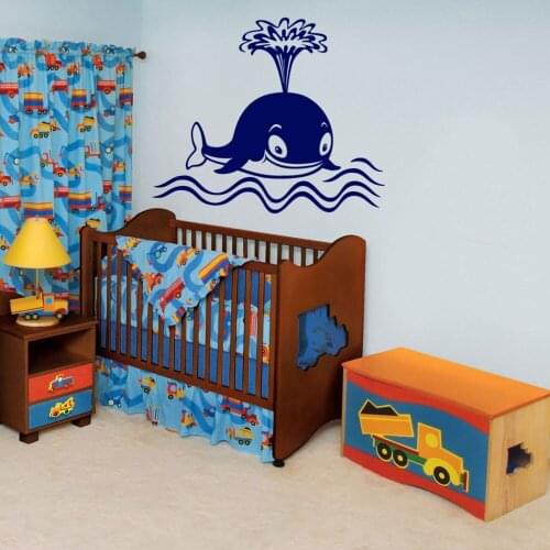 Whale Fish Nursery Cartoon Wall Vinyl Sticker Decals Mural Room Design Pattern Decal for Kids Room Boys Girls Room Decor D565