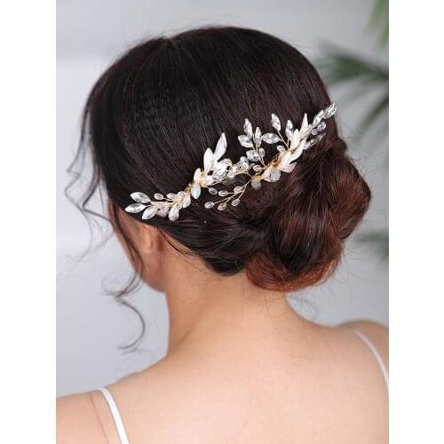 Vintage Hair comb Crystal Headpieces Gold Two Hair Accessories Sets Chic Hairstyles Jewellery Bridal Hairpiece for women wedding