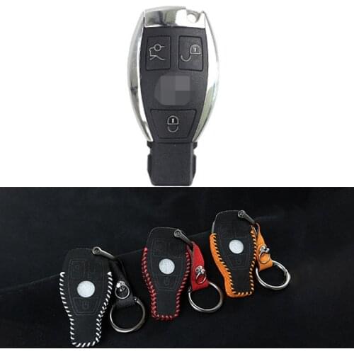 Suede leather car key Smart Key Case Key Fob Holder Cover Trim For Mercedes Benz A C E S Class W211 W245 W204 W205 W212 CLA