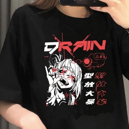 Goth Anime Tshirt Tee Aesthetic Women T-shirt Punk Grunge Streetwear Ladies Gothic Top Manga T Shirt Harajuku Clothes Y2k Female