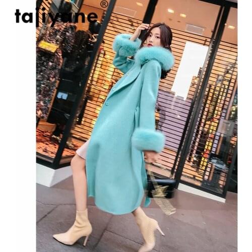 Autumn Spring Korean Women Tops Fox Fur Collar Alpaca Woolen Coat Female Jacket Long Wool Coat Manteau Femme Hiver ZT1632