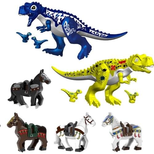 Animal World Dinosaur Series Cartoon War Horse Lovely Tyrannosaurus Rex Mini Baby Egg Building Blocks Bricks Toys Gifts