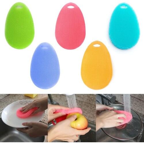 1PC Multifunction Silicone Dish Bowl Cleaning Brush Silicone Scouring Pad Silicone Dish Sponge Kitchen Pot Cleaner Washing Tool