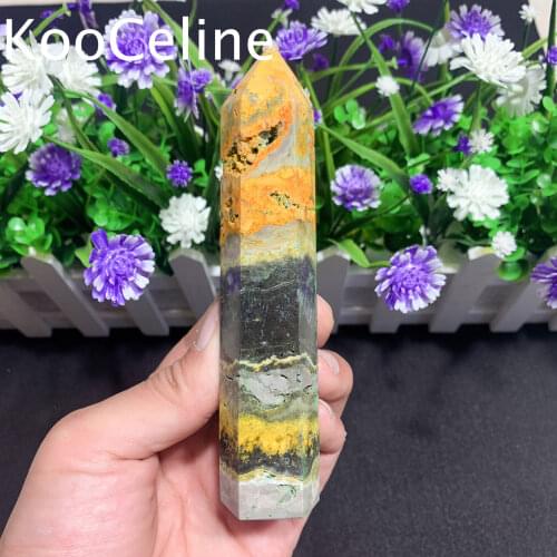 1pc Natural Crystals Quartz Bumblebee Tower Energy Point Reiki Stone Room Home Office Aquarium Decoration Accessories Gemstone