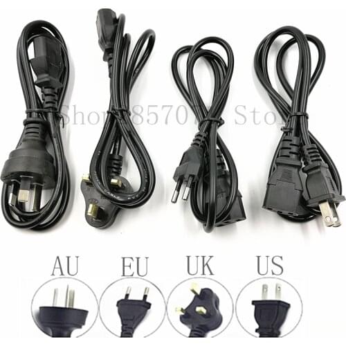 1pcs EU/US/AU/UK Plug AC Power Cord Cable 1m 100cm 3 plug contacts LED light 2835 5050 power adapter EU plug cable Charging line