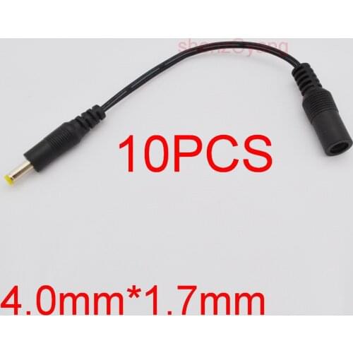 10pcs High quality All copper brand new DC cable power jack female 5.5mm x 2.1mm plug male 4.0mm x 1.7mm Cable plug adapter