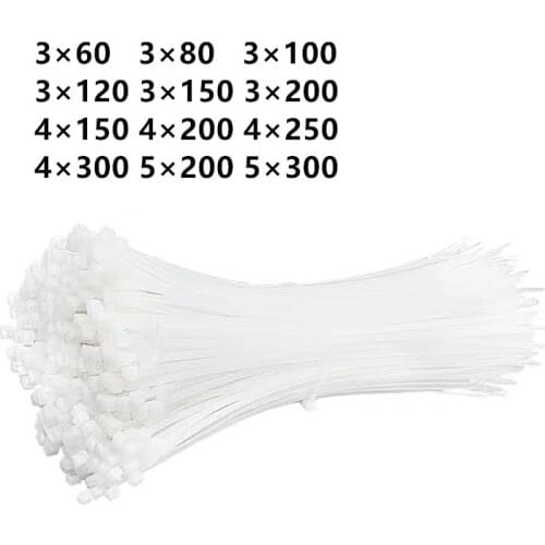 100PCS white 5X300 4×200 Self-locking plastic nylon tie cable tie fastening ring 3X100 cable tie zip wraps strap nylon cable tie