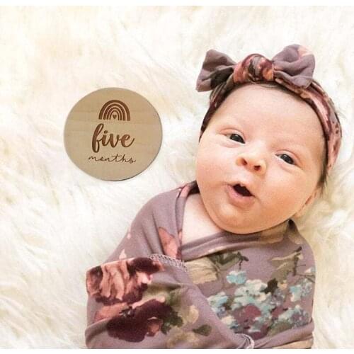 14 Pcs Newborn Milestone Blocks Wooden Commemorative Baby Birth Monthly Recording Cards Infant Photography Props