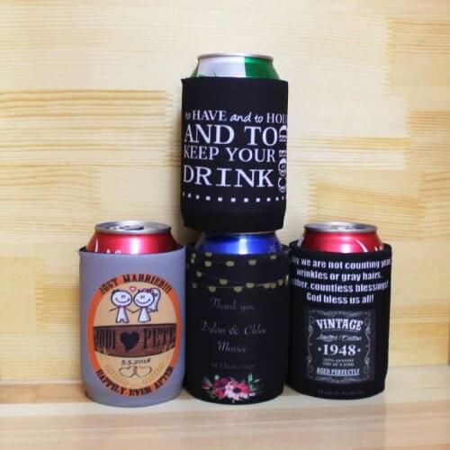 200pcs/lot Can Sleeves Beer Can Coolers Picnic Bag With Base Stubby Holders Wedding with LOGO printing Beer Bottle Cool Cover