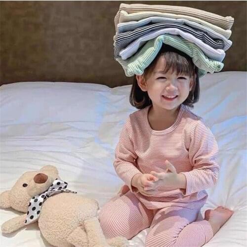 2021 Two Piece Baby Boys Girls Sets Spring Autumn Undershirts Sleepwear Robe Pajama Kids Toddler Outwear Childrens Clothing
