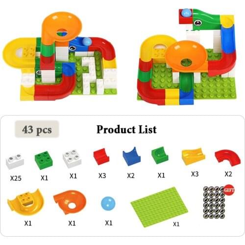 43 Pcs Funnel Slide Big Size Building Brick Marble Race Run Maze Balls Track Building Blocks Set Assembling Toys For Children