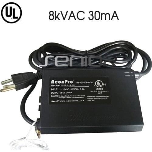 8000V 30mA UL Neon Sign Electronic Transformer Power Supply American Neon Sign Rectifier Ballast With Plug 120V Input Load 42ft