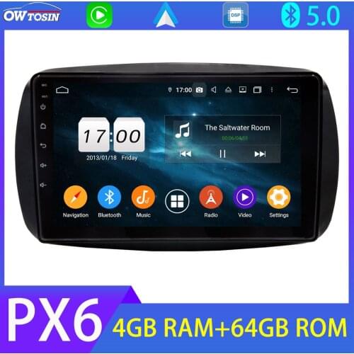 9'' Android 10 GPS Navi Car Multimedia Player PX6 4G+64G For Mercedes-Benz Smart Fortwo 2015-2019 BT 5.0 Tethering 4G LTE Radio