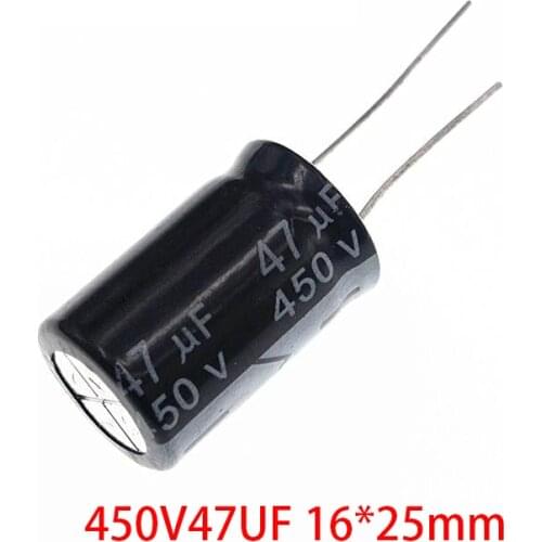 5PCS 450V47UF 16*25mm 47UF 450V 16x25 mm Aluminum Electrolytic Capacitor DIP