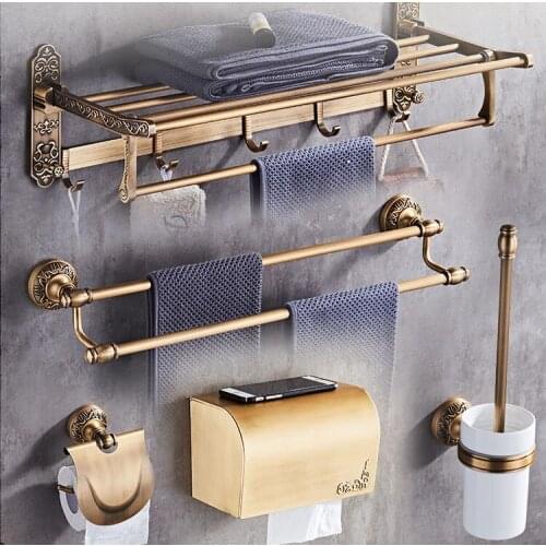 Antique bronze finish art carved aluminum Bathroom Accessories Set,Robe hook,Paper Holder,Towel Bar,Soap basket
